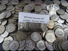 (20) 1965-1970 Kennedy Half Dollars 40% Silver $10 US Mint Coins
