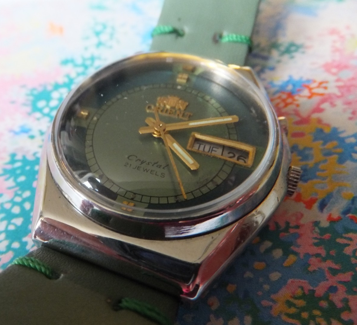 Orient Crystal Green Dial Automatic Japanese Made… - image 4