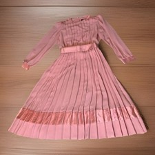 Vintage 80s Lisa Michaels Dress Size 12 Pleated Belt Midi Dress Pink Fairy USA