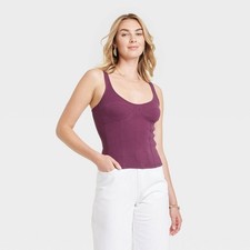 Universal Thread Corset Tank Top Womens X-Large Ribbed Stretch Light Burgundy