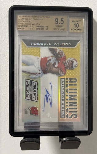 2015 Panini Prizm Draft Picks Russell Wilson Gold  Auto 1/1 BGS 9.5 True Gem