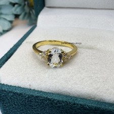 Aquamarine Ring, 925 Sterling Silver, March Birthstone, Three Stone Ring