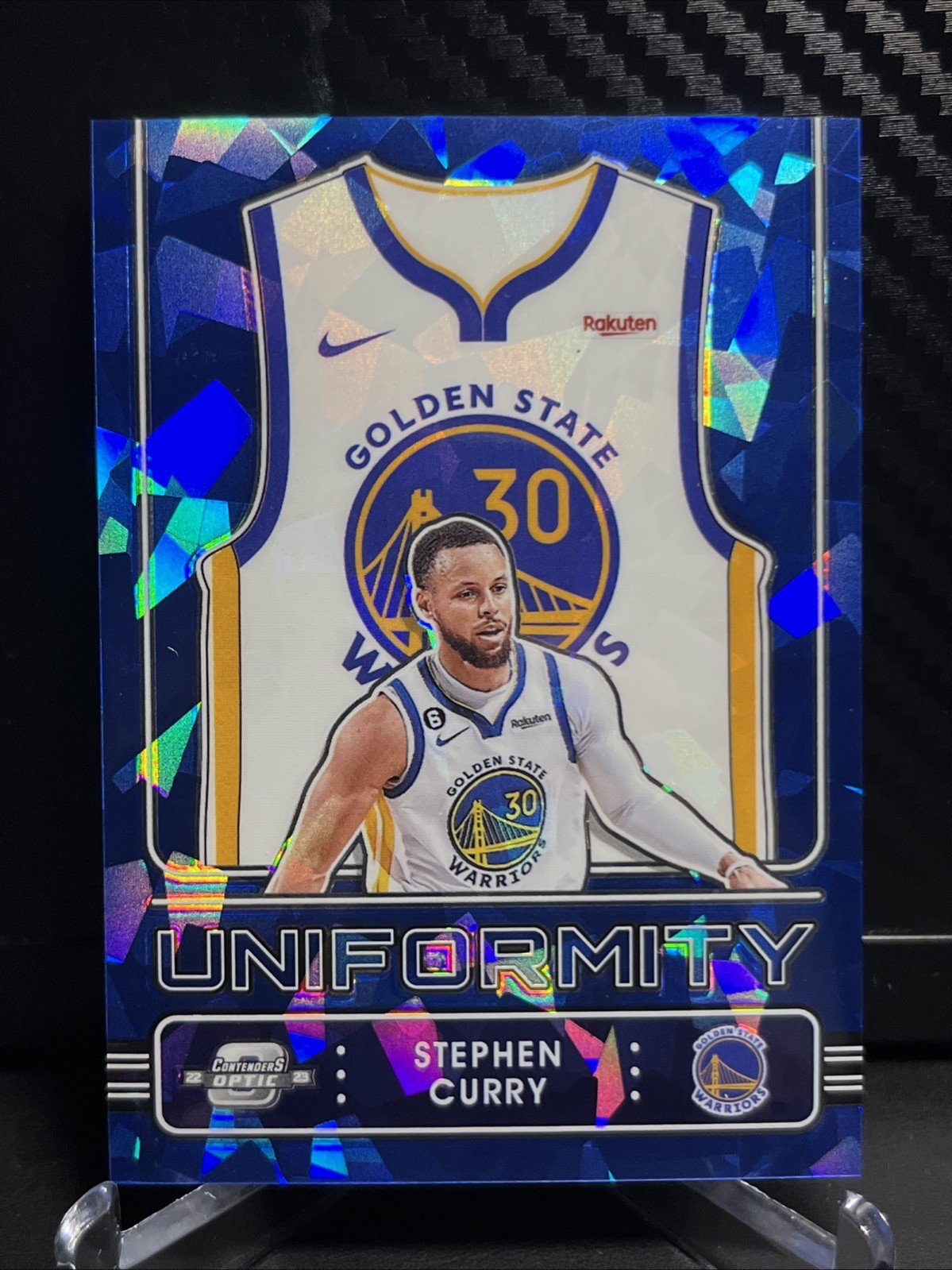 2022-23 Contenders Optic Stephen Curry Uniformity Blue Cracked Ice #/75 Warriors