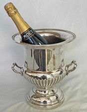LARGE ORNATE SILVER PLATED CHAMPAGNE WINE COOLER ICE BUCKET   f