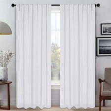 Solid 42" Wide Washable Back Tabs Room Darkening Blackout Curtains Set of 2