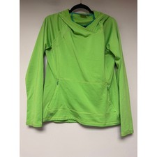 Athleta Hoodie Pullover Womens Medium Neon Green Excellent Fleece Lined 930287