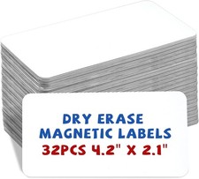 32 Pcs Dry Erase Magnetic Labels, 4.2 x 2.1 Reusable Writable Magnetic Name Tags