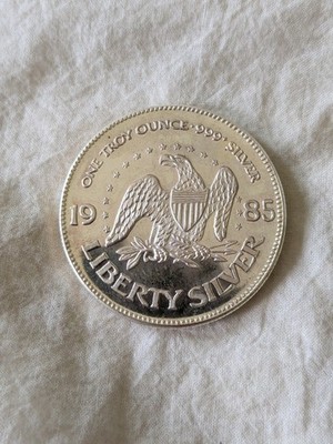 1985 A-Mark Liberty Silver 1 Troy Oz .999 Fine Silver Round