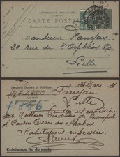 France 1921 - Perfin on Postal Stationery Agen EPA540