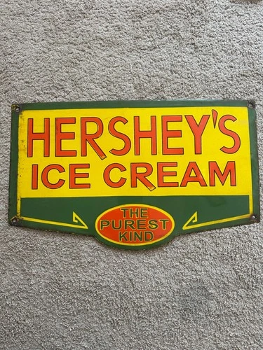 VINTAGE PORCELAIN HERSHEY'S ICE CREAM ADVERTISING SIGN