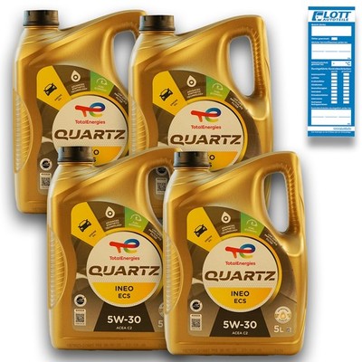 4x 5l TotalEnergies Quartz Ineo ECS 5W-30 Motoröl ACEA 2 PSA Peugeot Citroen