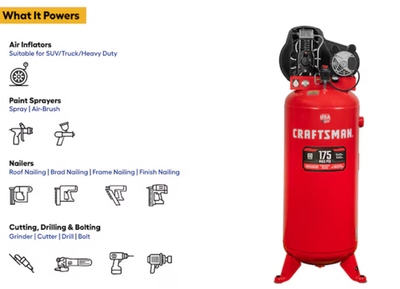#ad #ad Craftsman 60 Gallon Vertical Compressor 3.7 HP 230V Garage Shop System $609.50