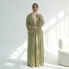 Dubai Women Open Kaftan Abaya Muslim Flower Long Dress Kimono Cardigan Arab Gown