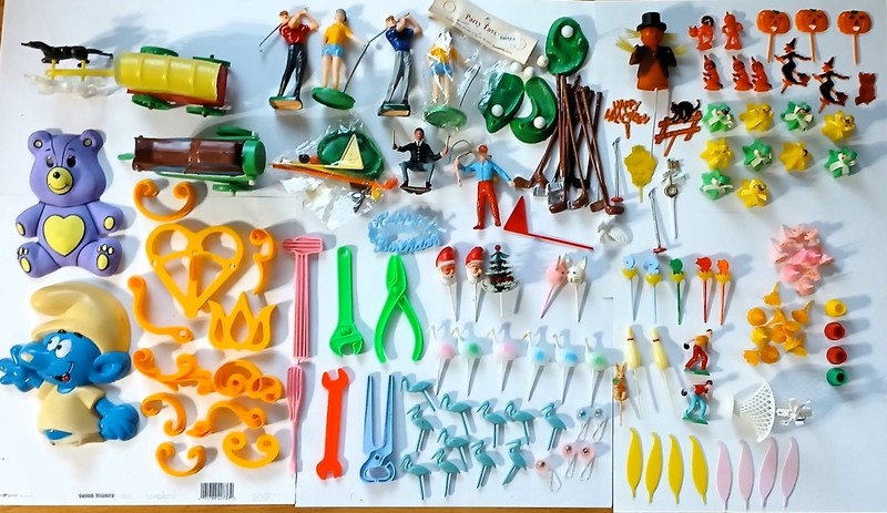Large Lot Vintage Cake Cupcake Toppers Picks Assorted Occasions Holidays