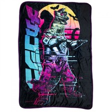 Mechagodzilla Glitched Sunset Fleece Throw Blanket Black