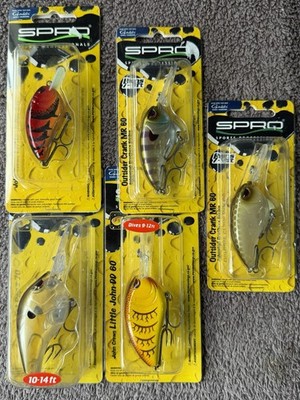 Lot of 5 New SPRO Fat Papa 70 & Little John DD 60 50 Crankbait Fishing Lures-NEW