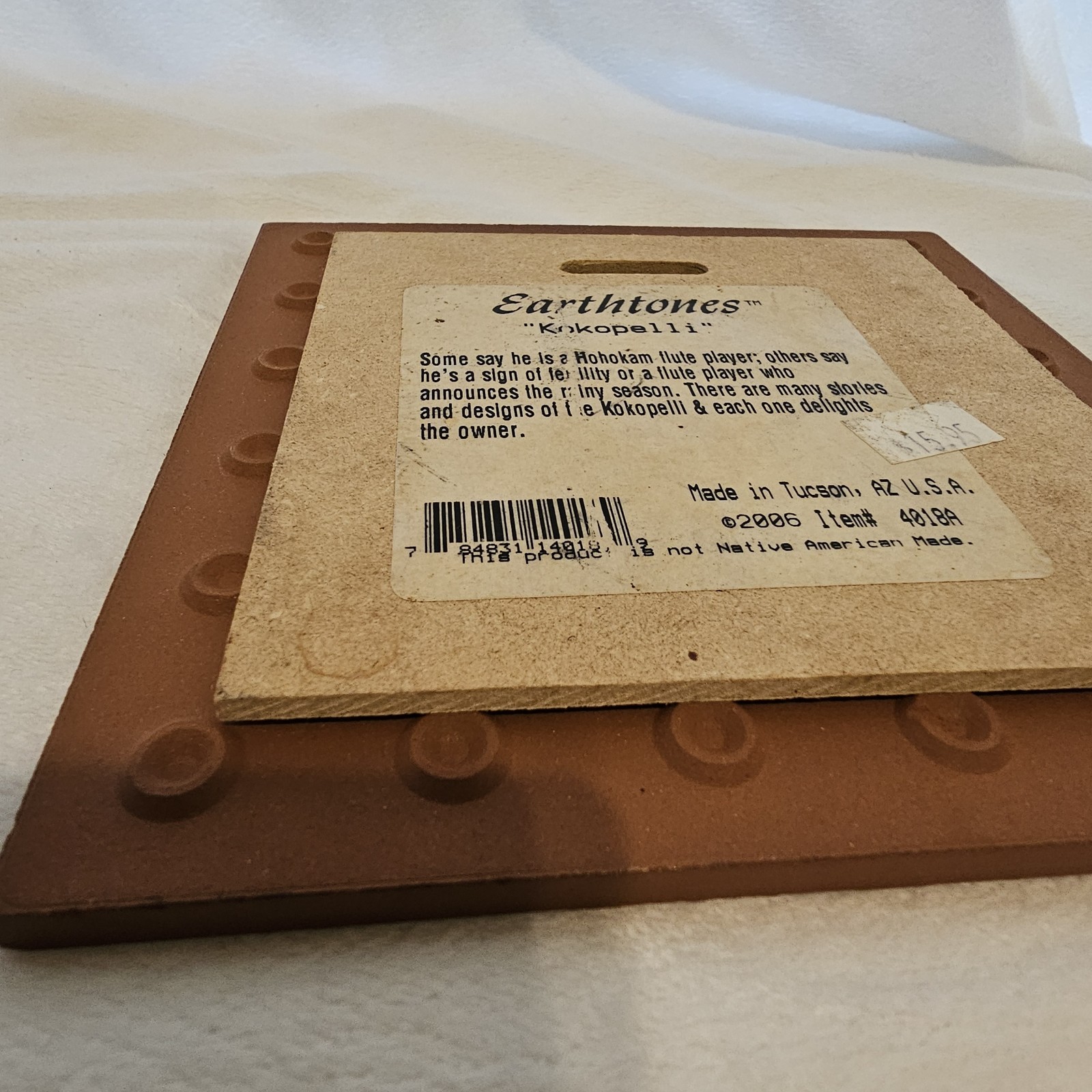 Earthtones Ceramic Art Tile Trivet Southwest Kokopelli Design 6 in. Made In AZ.