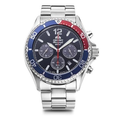 Orient Mako Solar Panda RN-TX0201L Blau Chronograph Taucheruhr Made Japan Neu