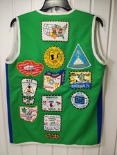 Vintage 80s Vest Adult Large w / Destination Travel Patches Winnebago RV Rally