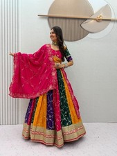 Women Readymade Milky Silk Multicolor Lehenga Choli Embroidery Work Pink Dupatta