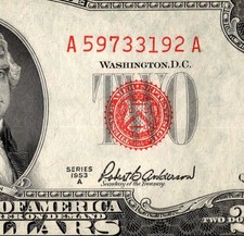 1953 A $2 Red Seal Legal Tender Note A59733192A F/XF