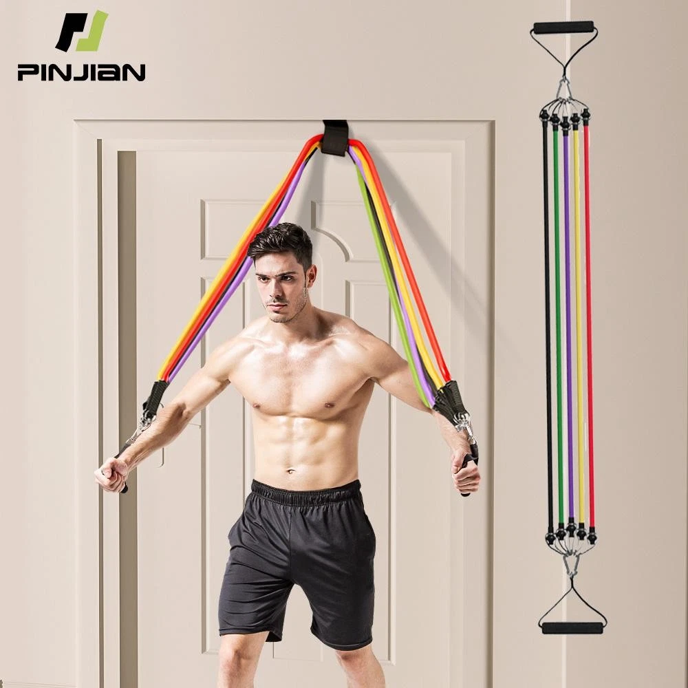 10-14pcs Resistance Bands Set with Handles – Pull Rope Bodybuilding Fitness Trai