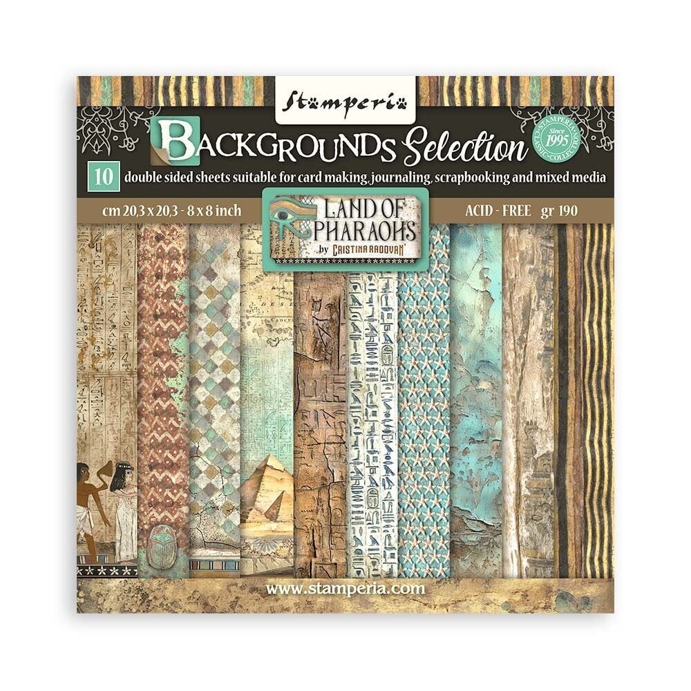 NEW Stamperia 8"" x 8"" Paper Sheets Maxi Background Land of Paharaohs