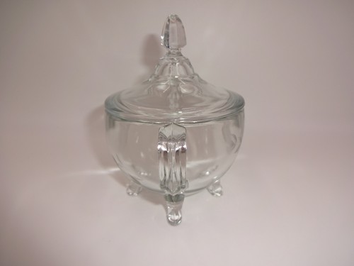 4 Pc Set Vintage Clear Glass Etched Flowers Sugar Bowl & Lid Creamer & Dish - Picture 5 of 20