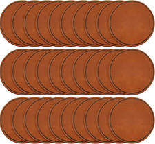 30 Pcs Blank Leather Hat Patches with Adhesive round Laserable Leatherette Patch