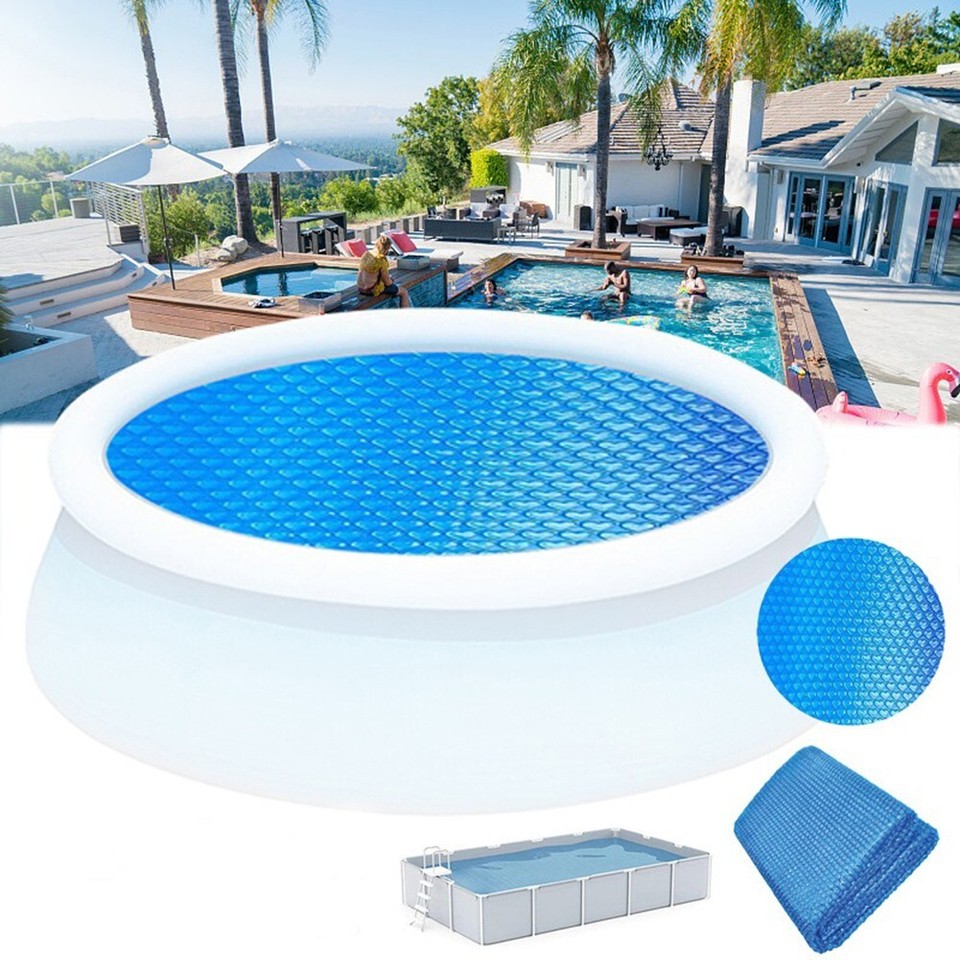 Blue Pool Cover Pool Dust Cover Easy To Use Minimizes Overnight Heat