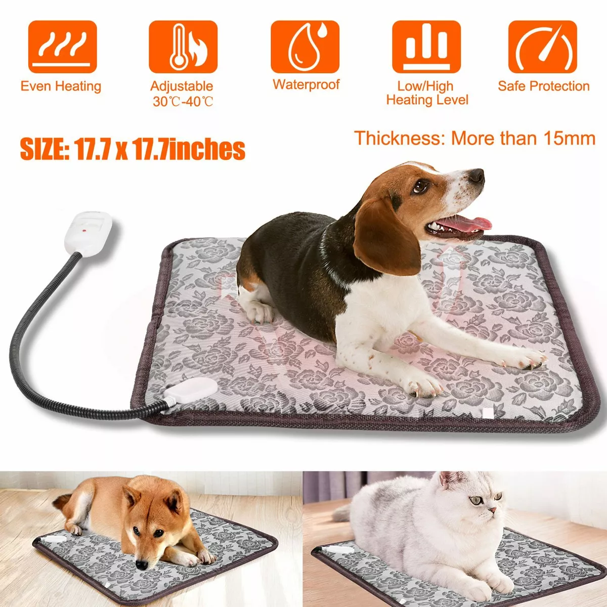 Pet Dog Cat Heat Pad Electric Heated Mat Blanket Whelping Bed Mat  Waterproof