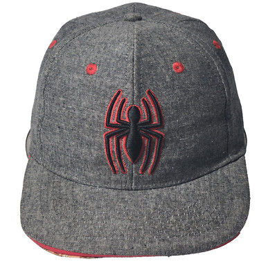 Marvel Spiderman SnapBack Cap Baseball Hat Embroidered Logo Gray Graphic Print