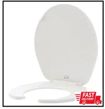 Round Plastic Open Front Toilet Seat in White