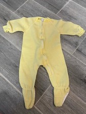 VTG Fleece Footed Pajamas Sleeper Yellow Footie Striped Sleeves 6-12 Months