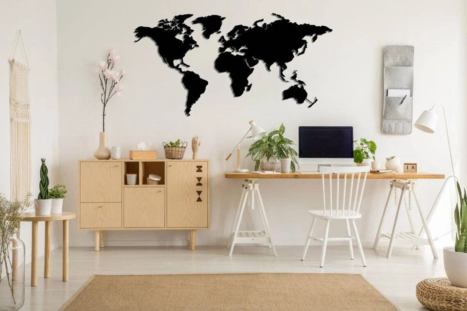 Mapa del Mundo Decoración de Pared de Metal para Hogar y Exterior - Decoración de Arte de Pared Foto 2 de 3