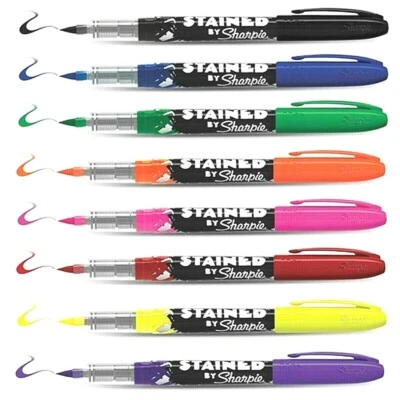 1x Sharpie STAINED Fabric Ink Marker Pen ~ Brush Tip / Nib CHOOSE FROM 8 Colours