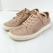 Lucky Brand Luika Pink  Tan Leather Accent Woven Lace Up Sneaker Shoes Size 6.5