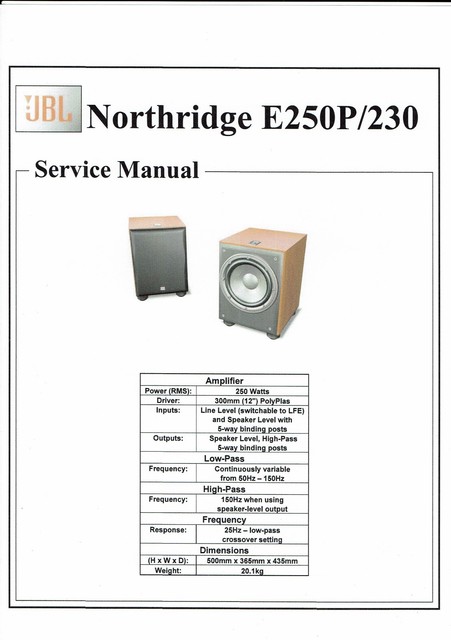 jbl e250 subwoofer