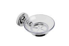 Croydex Flexi-Fix Glass Soap Dish and Holder, Chrome - Romsey
