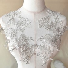 Corded Floral Wedding Dress Tulle Trim Embroidery Bridal Gown Lace Applique 1 PC