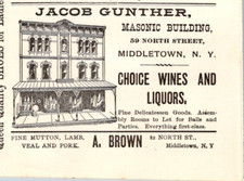 1900 JACOB GUNTHER MASONIC BUILDER CHOICE WINE LIQUOR FINE DELI  MIDDLETOWN NY