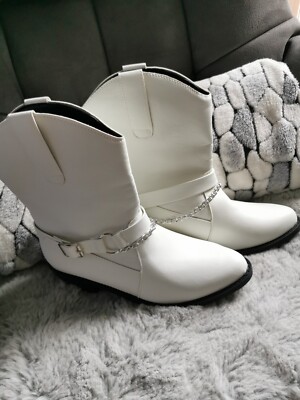 Westernstiefel neu, gr.40 weiß Schlupfstiefelette, Kunstleder