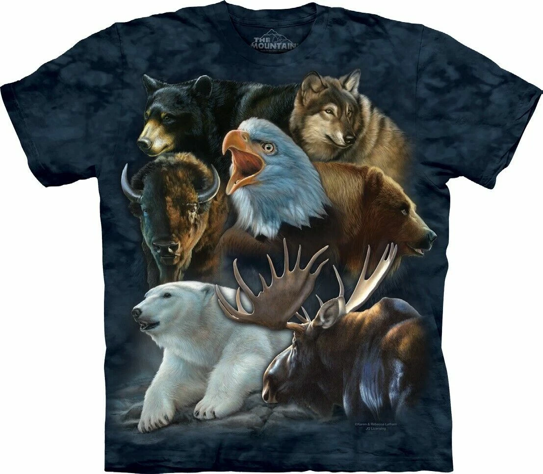 kant cement Lighed XL Wild Alaskan Animals Collage Tee The Mountain Men&#039;s T-Shirt Blue  Distressed | eBay