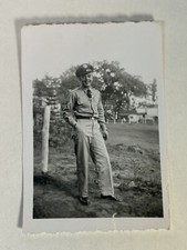 Vtg Black White Photo Of Man In US Military Uniform Army Soldier WW2 Era