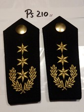Polizei Schulterstücke blau 3 Sterne golden Eichenlaub 1 Paar (ps210)