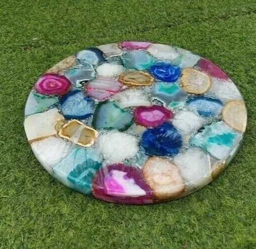 Mix Agate Side & End Table Agate Corner Table for Home Decor - Image 3 of 4