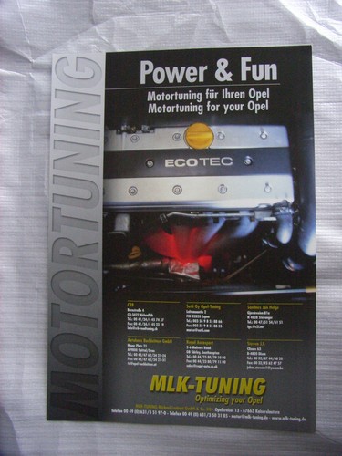 MLK Motortuning für Opel (2.0DI/DTI, 2.2TDI, 2.0 16V, 2.5 V6) Prospektblatt D/GB