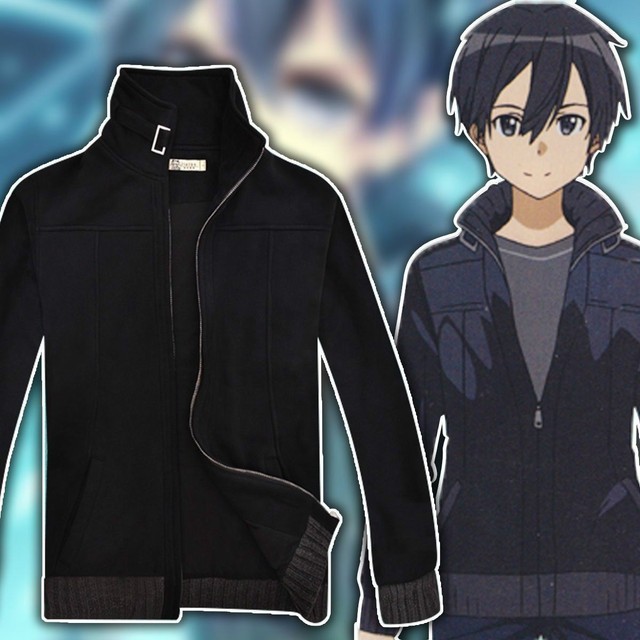Anime SAO Sword Art Online Kirito Hoodie Coat Cosplay costume Jacket