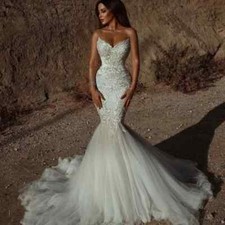 Tulle Mermaid Wedding Dresses Lace Applique Beaded Off Shoulder Bridal Gowns