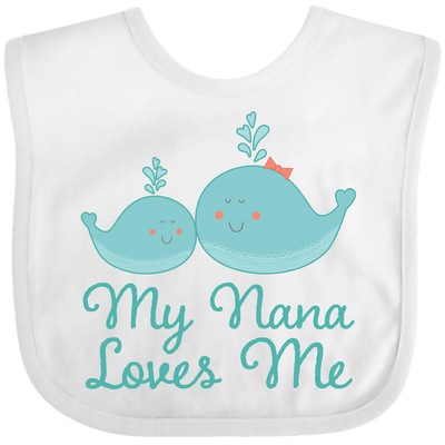 Inktastic My Nana Loves Me Baby Bib Gift Grandma Grandchild Grandson Whale Cute